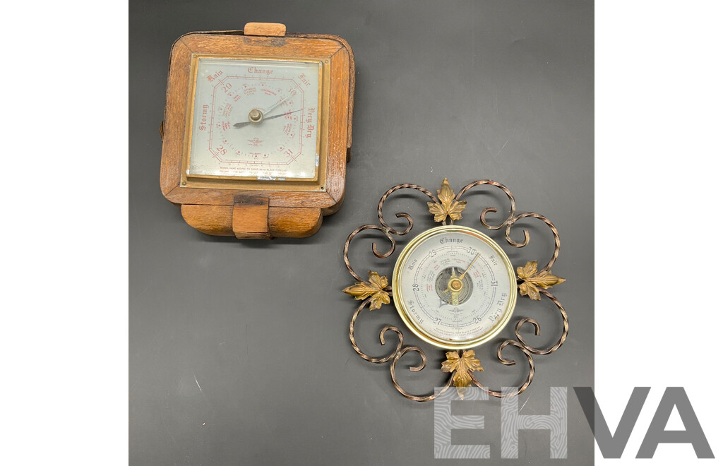 Two Vintage Aneroid Barometers