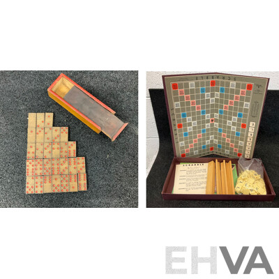 Vintage Domino Set & T.R.URBAN & CO. Scrabble Set - Lot of 2