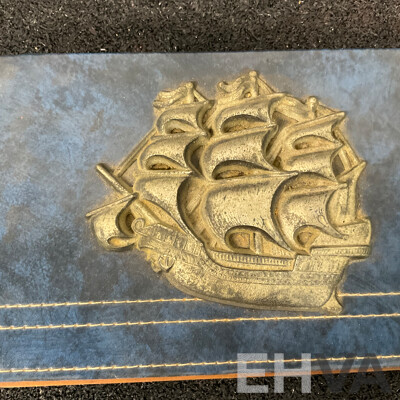 Barque From Pencil Drawing by Charles H. Moore of the 'North Star' Photograph with Vintage Sailing Embossed Box