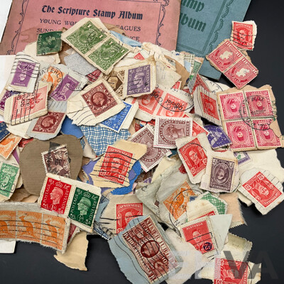 Collection of Australian and International Decimal/Pre-decimal Circulated Stamps , Sunday School Art Stamp Albums and Others