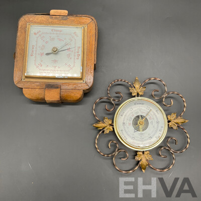 Two Vintage Aneroid Barometers