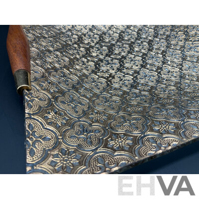 Mid-Century Square Tray with Wooden Handle and 4 Serving Plates, Cannon Quart Wall Clock