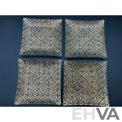 Mid-Century Square Tray with Wooden Handle and 4 Serving Plates, Cannon Quart Wall Clock