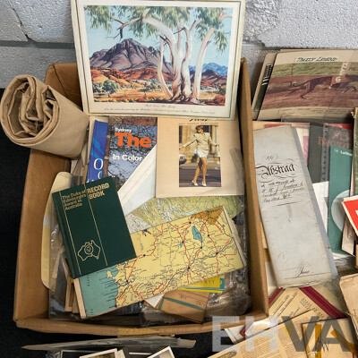 Collection of Vintage Ephemera and Collectibles, Including Custom 3D Laser-engraved Crystal Photo Blocks, Frida Kahlo Posterbook, Assorted Magazines, Books, Flight Tickets, Photos, Maps and More