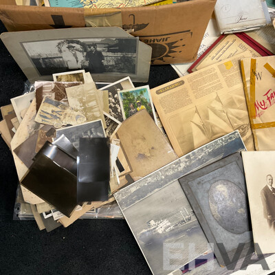 Collection of Vintage Ephemera and Collectibles, Including Custom 3D Laser-engraved Crystal Photo Blocks, Frida Kahlo Posterbook, Assorted Magazines, Books, Flight Tickets, Photos, Maps and More