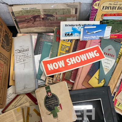 Collection of Vintage Ephemera and Collectibles, Including Custom 3D Laser-engraved Crystal Photo Blocks, Frida Kahlo Posterbook, Assorted Magazines, Books, Flight Tickets, Photos, Maps and More