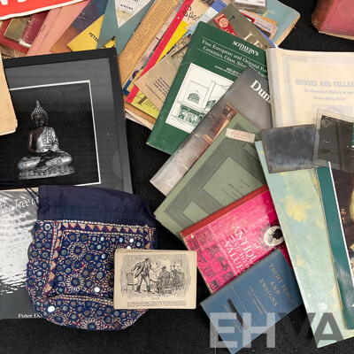 Collection of Vintage Ephemera and Collectibles, Including Custom 3D Laser-engraved Crystal Photo Blocks, Frida Kahlo Posterbook, Assorted Magazines, Books, Flight Tickets, Photos, Maps and More