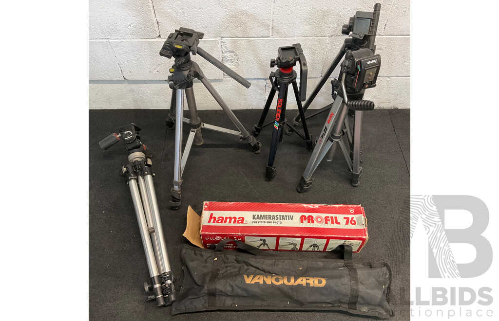 Collection of Camera Tripods, Including Models From HAMA, SOLIDEX Adn VANGUARD - Lot of 7