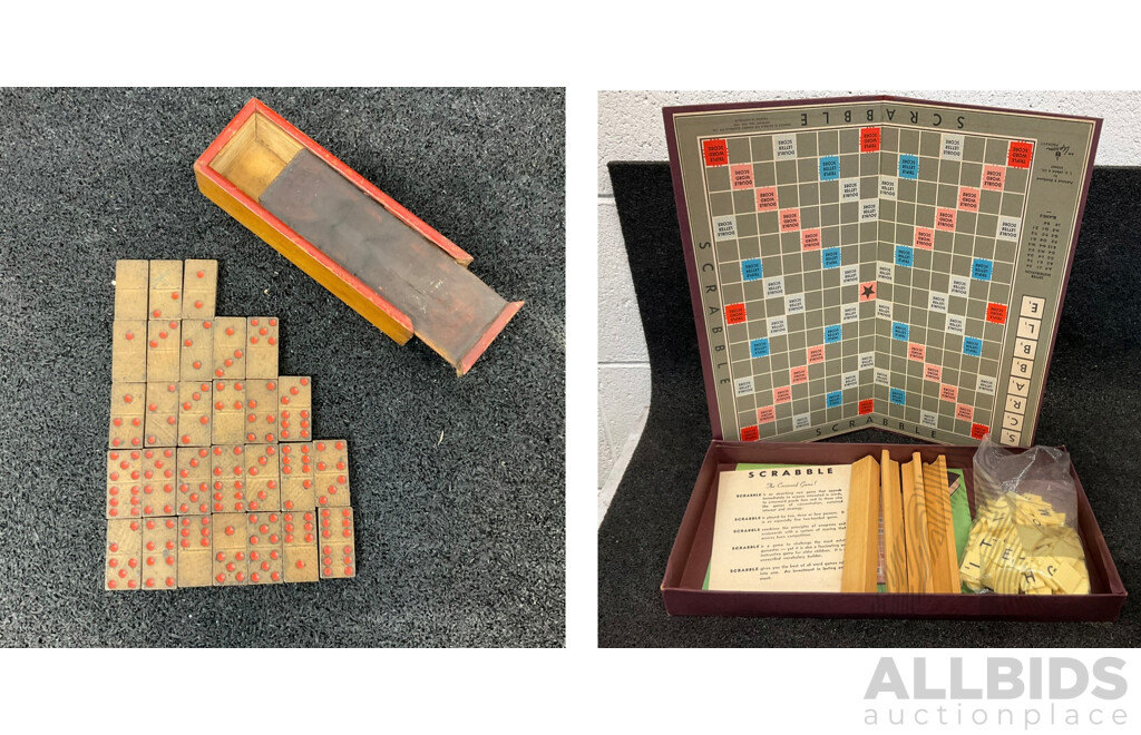 Vintage Domino Set & T.R.URBAN & CO. Scrabble Set - Lot of 2