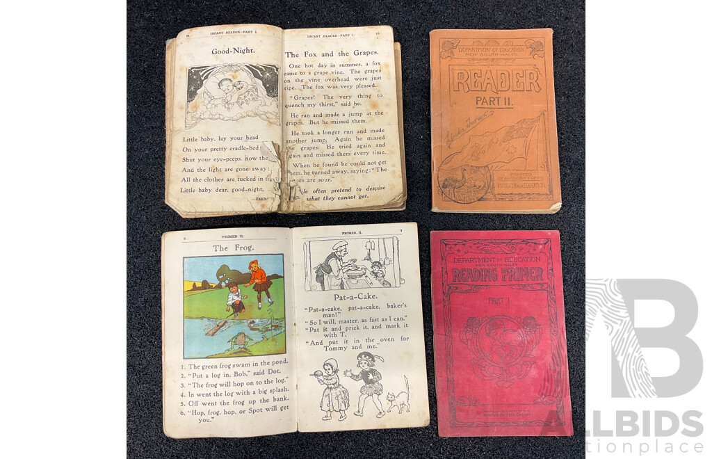 Antique and Vintage Children Books and Educational Materials, Including Various Readers and Primers From Department of Education and More