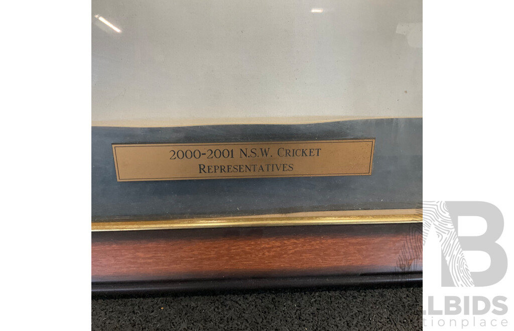 Framed Autographed Cricket Jersey by 2000-2001 N.S.W. Cricket Representatives