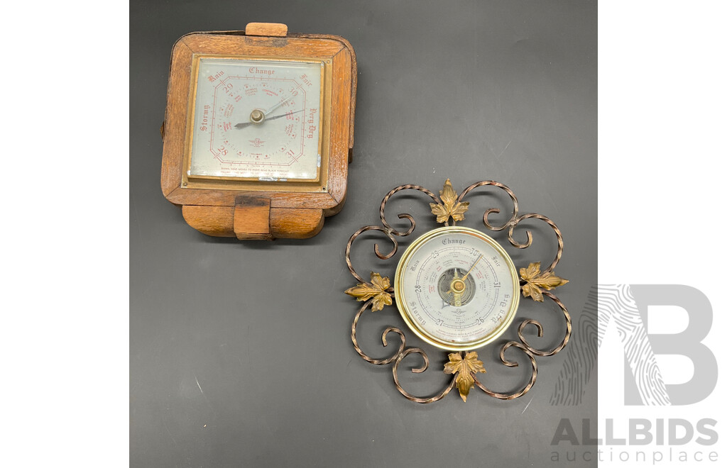 Two Vintage Aneroid Barometers