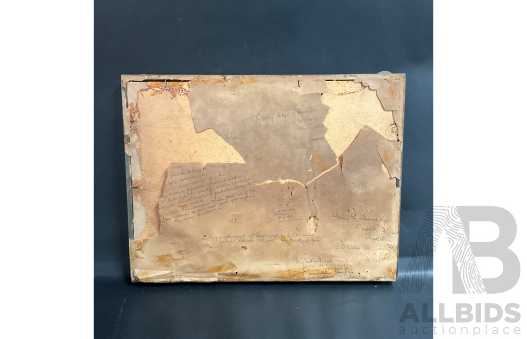 1879 Antique Framed Painting Watercolour on Paper , Street View by J.F Peterson