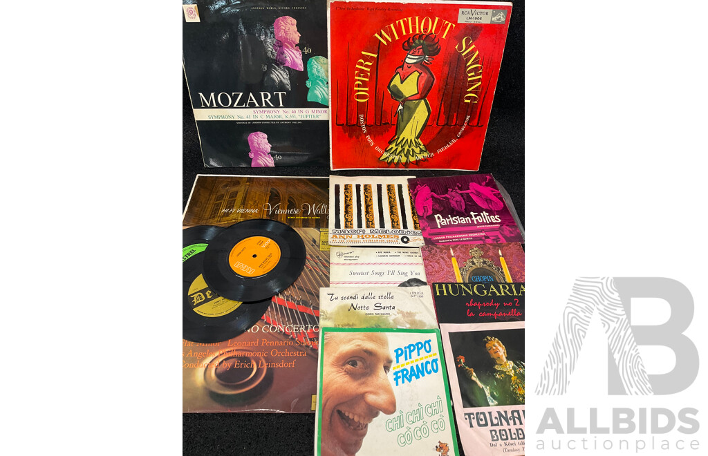Collection of 38 Classical Music Vintage LP Records - Including Mozart, All Time Classics, Johann Strauss and More