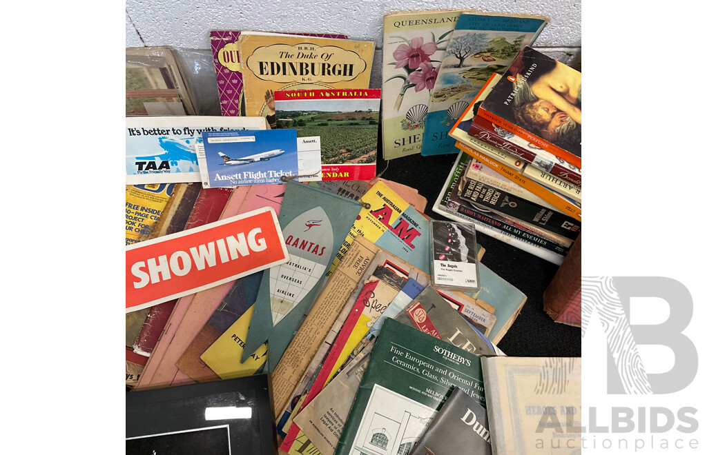 Collection of Vintage Ephemera and Collectibles, Including Custom 3D Laser-engraved Crystal Photo Blocks, Frida Kahlo Posterbook, Assorted Magazines, Books, Flight Tickets, Photos, Maps and More