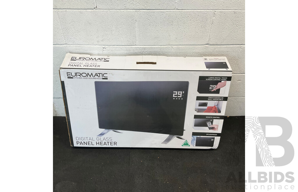 Euromatic Digital Glass Panel Heater 2000-2400W