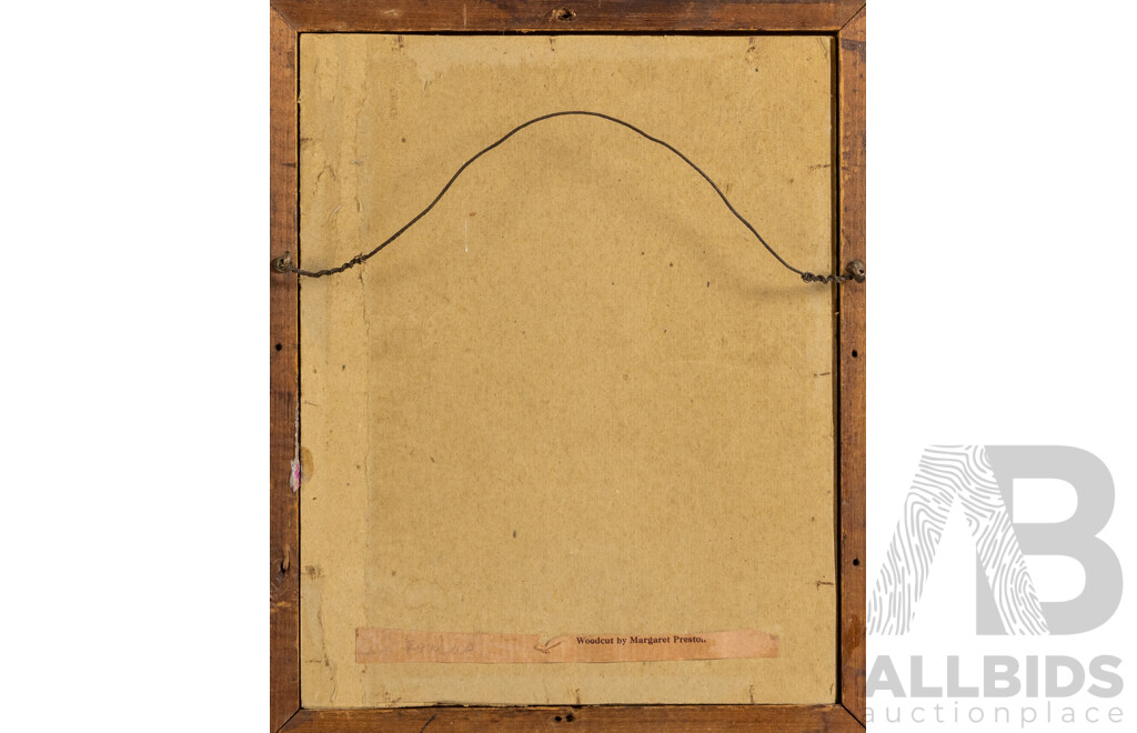 Margaret Preston, (19/20th Centuries, Australian, 1875-1963), Native Bears (c1930), Original Wood Block Print on Paper, 29 x 23 cm (frame)