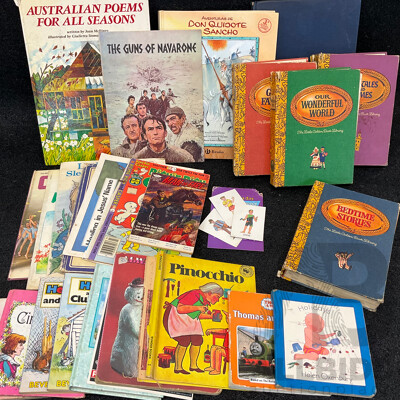 Antique and Vintage Children Books and Comics, Including Several Notable Titles and Series - the Little Golden Books (1969), Pinocchio, Walt Disney's Comics, Joey the Baby Kangaroo and More