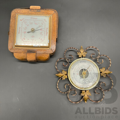 Two Vintage Aneroid Barometers