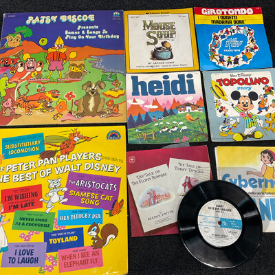 Collection of 9 Children's Vintage LP Records - Including Walt Disney and Beatrix Potter Titles and More