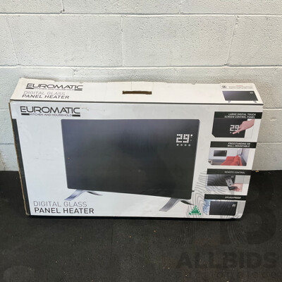 Euromatic Digital Glass Panel Heater 2000-2400W