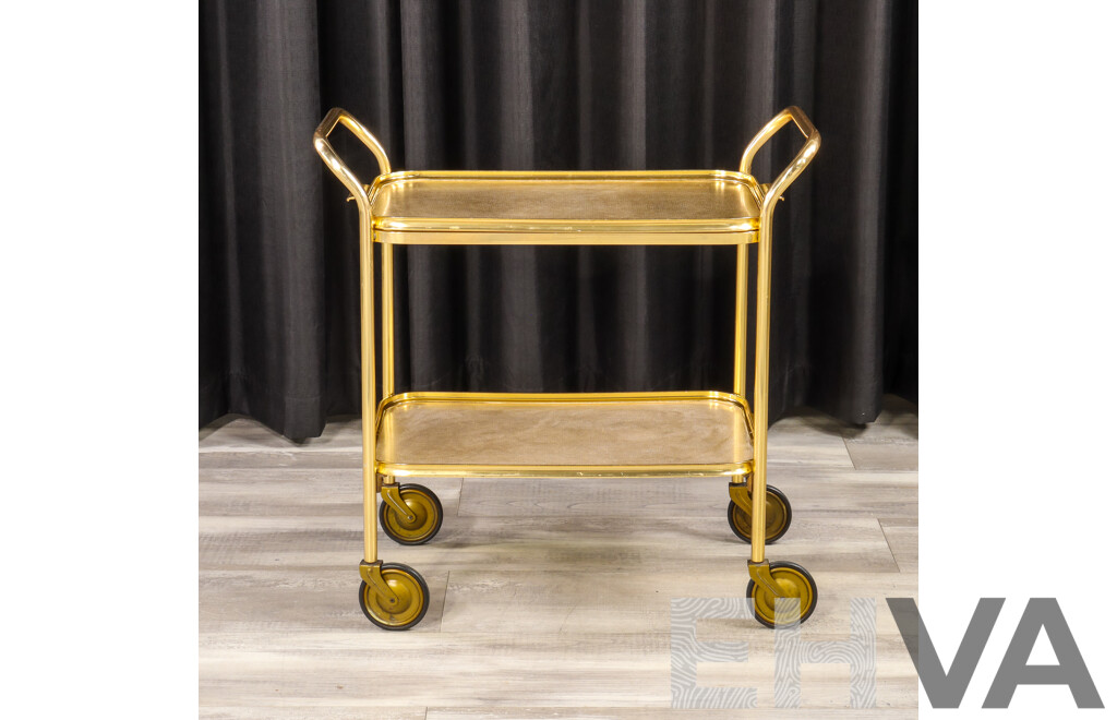 Retro Brass Two Tier Drinks Trolley by Carefree, UK