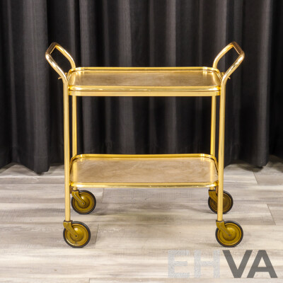 Retro Brass Two Tier Drinks Trolley by Carefree, UK