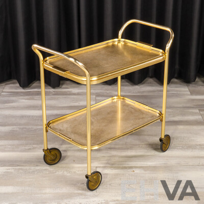 Retro Brass Two Tier Drinks Trolley by Carefree, UK