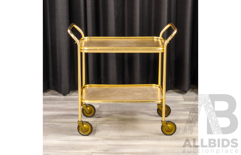 Retro Brass Two Tier Drinks Trolley by Carefree, UK
