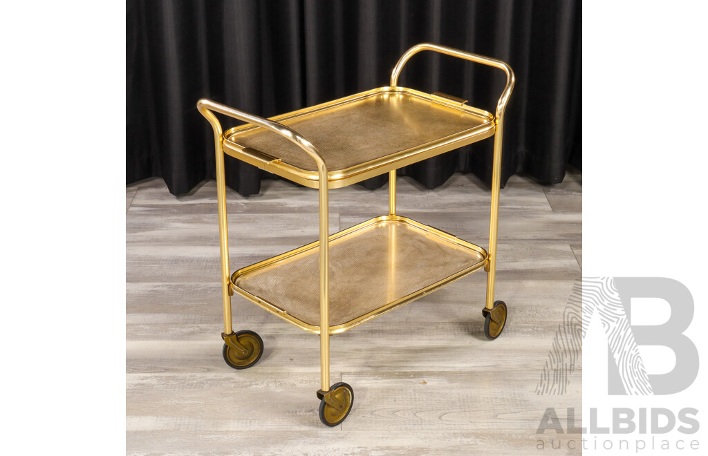 Retro Brass Two Tier Drinks Trolley by Carefree, UK