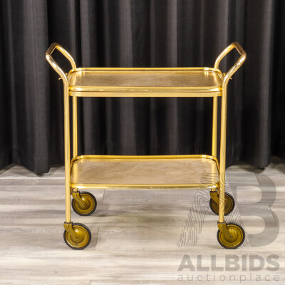 Retro Brass Two Tier Drinks Trolley by Carefree, UK