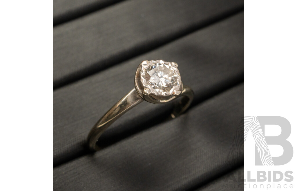 18ct Vintage Diamond Solitaire Engagement Ring, Est TDW 0.48ct, Size R, 3.10 Grams