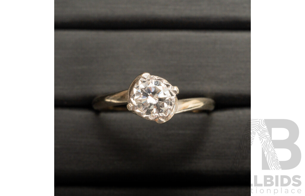 18ct Vintage Diamond Solitaire Engagement Ring, Est TDW 0.48ct, Size R, 3.10 Grams