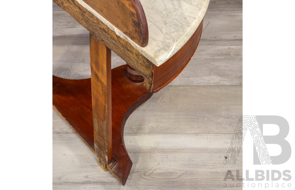 Victorian Mahogany Demi Lune with Marble Top