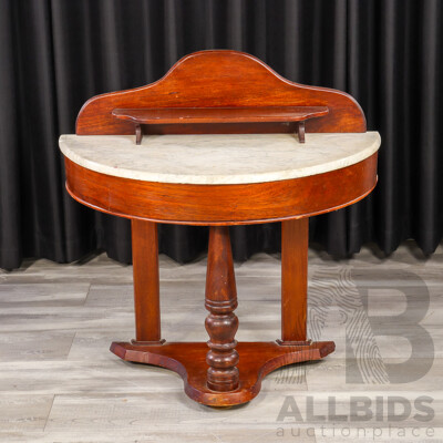 Victorian Mahogany Demi Lune with Marble Top