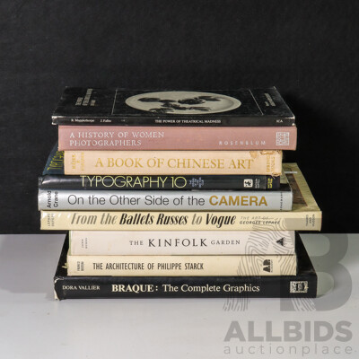 Wonderful Collection of Nine (9) Hardcover Books, Including Architecture of Philippe Starck, the Complete Graphics - Braque, Power of Theatrical Madness - Jan Fabre (Photos by Mapplethorpe) and More