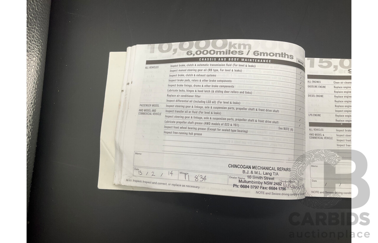 5/2013 Nissan Navara DX (4x2) D22 SERIES 5 C/Chas Polar White Turbo Diesel 2.5L