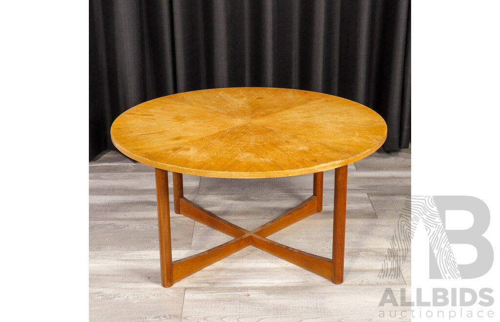 Teak Veneered Round Coffee Table
