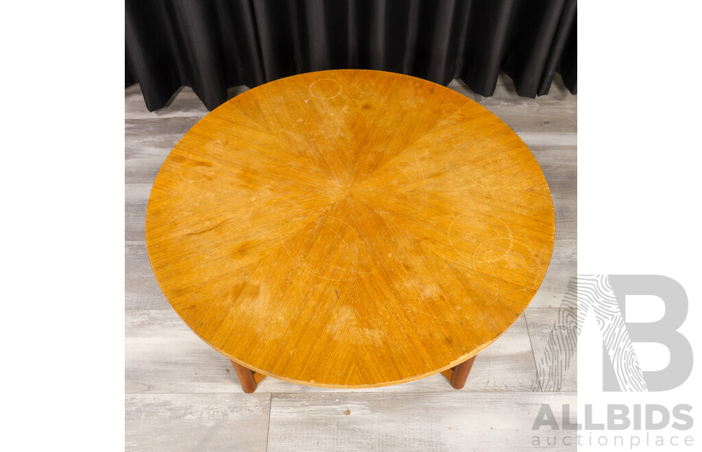 Teak Veneered Round Coffee Table