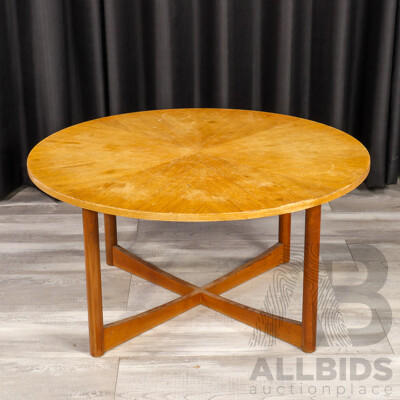Teak Veneered Round Coffee Table