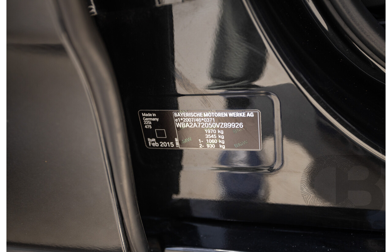 6/2015 BMW 225i Active Tourer Sport Line FWD F45 4D Wagon Black Sapphire Metallic Turbo 2.0L