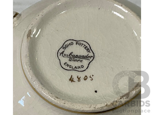 Collection of Eleven Soup Bowls with Lid and Saucer Set by Ambassador Ware Soho Pottery