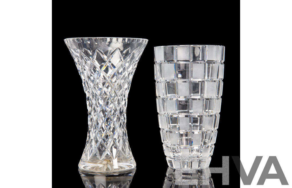 Pair of Unmatched Cut Crystal Vases