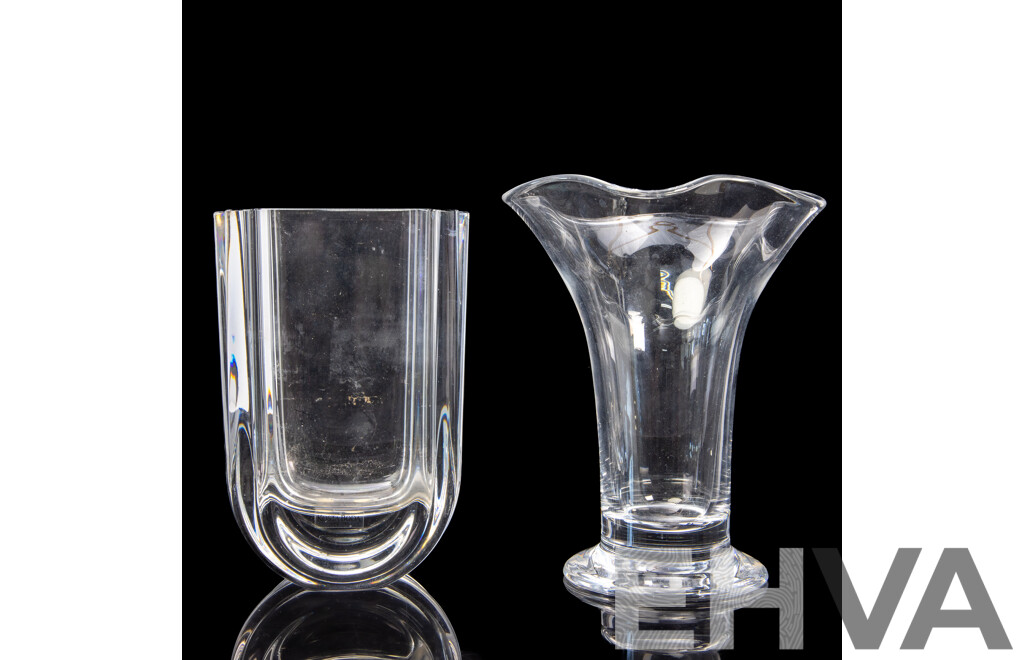 Orrefores Trumpet Vase Togeather with Kosta Boda Art Glass Vase