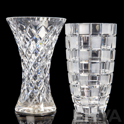 Pair of Unmatched Cut Crystal Vases