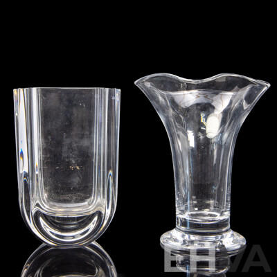 Orrefores Trumpet Vase Togeather with Kosta Boda Art Glass Vase