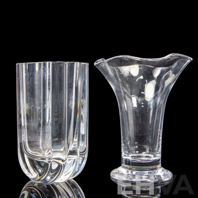 Orrefores Trumpet Vase Togeather with Kosta Boda Art Glass Vase