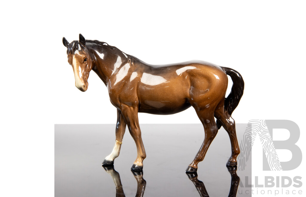 Glazed Porcelain Figure of a Stallion by Beswick, England