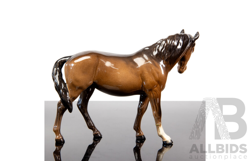 Glazed Porcelain Figure of a Stallion by Beswick, England