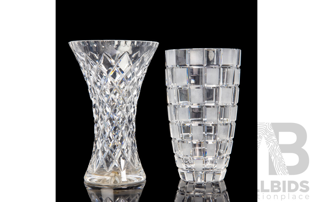Pair of Unmatched Cut Crystal Vases